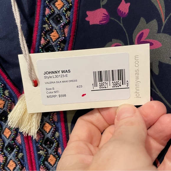 NWT Johnny Was Navy Floral Valeria Silk Maxi Dress Size Small - Picture 12 of 14